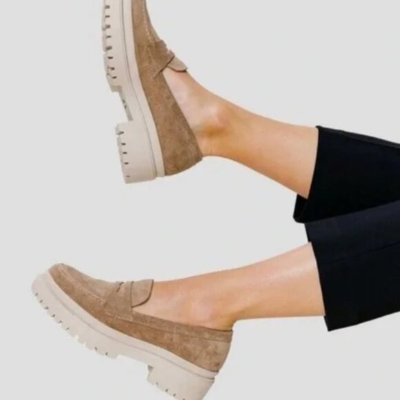 Patina Zoe Chunky (Portland Leather) Tan Suede Platform Lug Sole Loafer. Size 9 - Picture 4 of 7